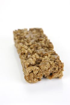 Chocolate energy bar isolated against a white background