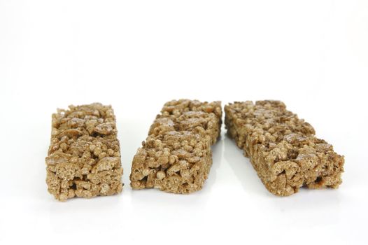 Chocolate energy bar isolated against a white background