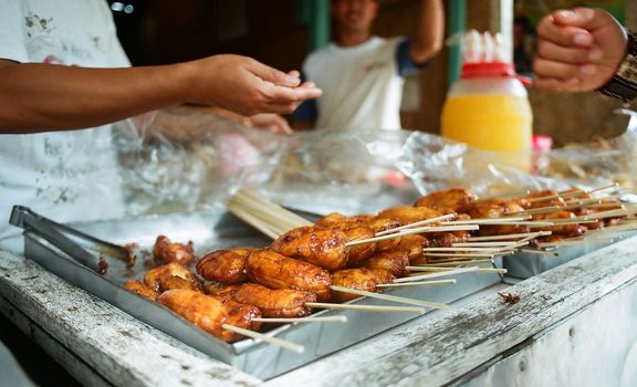 fried banana, as one of the most common street food in asia, photo is taken in philippines.