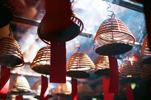 Incense coils that is found in chinese temple at many asia countries, pictures are taken in Hong Kong