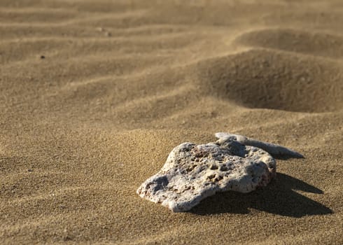 Stones laying on desert or beach sand dunes