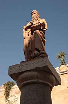 Saint Jerom, most famous as translator of Hebrew Bible  into latin language, called "Vulgata". Nativity church, Bethlehem, Palestine, Israel