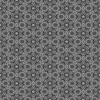 seamless texture in black and white with optical depth star shapes 
