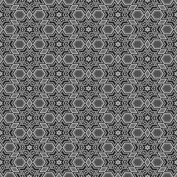 seamless texture in black and white with optical depth star shapes 