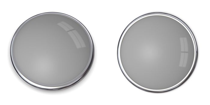3D button in solid 40 percent grey, front and side angle