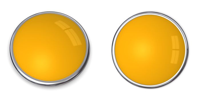 3D button in solid orange/ochre, front and side angle