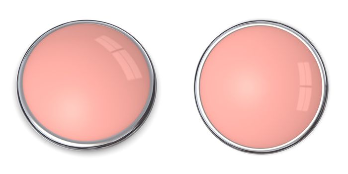 3D button in solid salmon pink/ros�, front and side angle