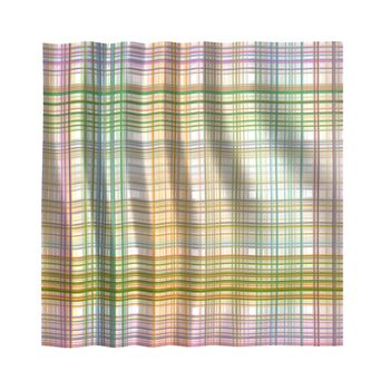 clean wrinkled tartan handkerchief in pastel colors on white background
