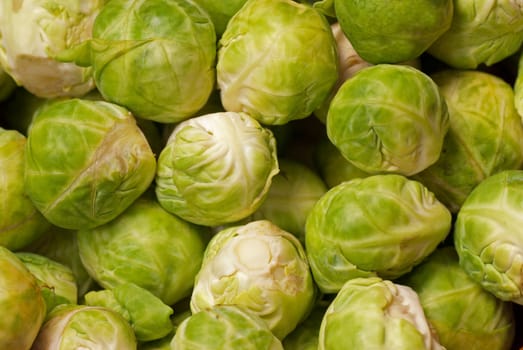 Closeup take of brussels sprouts, food background