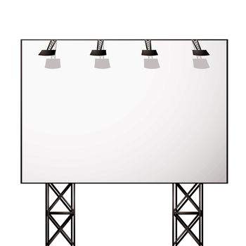 White blank billboard with black metal truss frame