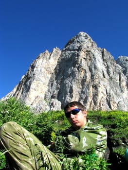 Mountains, rocks; a relief; a landscape; a panorama; caucasus; top, a slope; clouds; the sky; a landscape