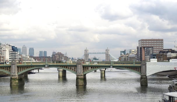 Panoramic view of river Thames in London, UK