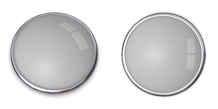 3D button in solid 20 percent grey, front and side angle