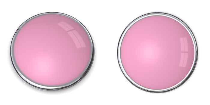 3D button in solid pink/ros�, front and side angle