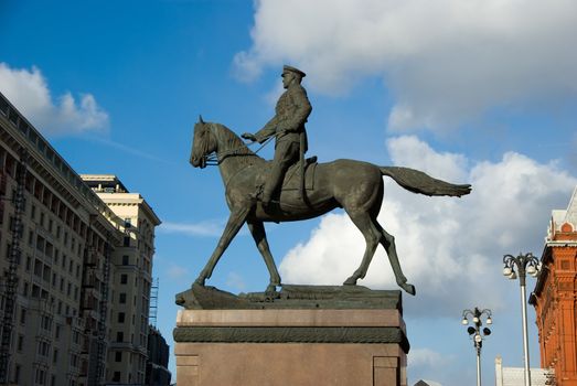 Monument to George Zhukov on red square in Moscow