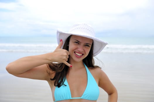 Pretty woman enjoying the beach in Brazil