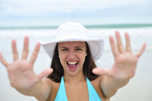 Pretty woman enjoying the beach in Brazil