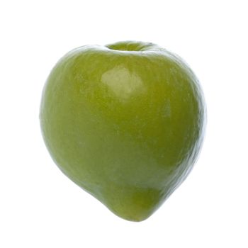 Isolated macro image of a green plum.