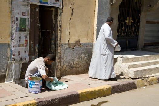 We take a closer look at life of people on the streets of Edfu, Egypt, on MAY 26, 2008.