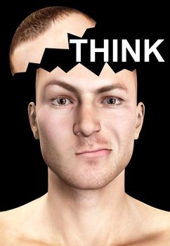 Concept image of a confused man thinking.