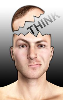 Concept image of a confused man thinking.