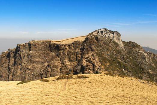 The dangerous rocky ravine in the high mountain.