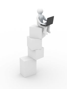 Unstable balance. Isolated 3D image on white background.