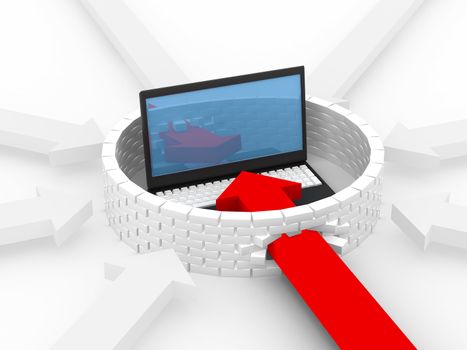 Protected global network the Internet. 3D image.