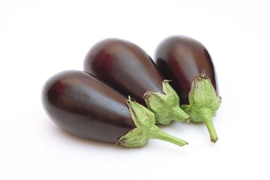 Three eggplant isolated on white