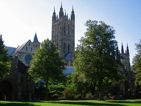 A view of Canterbury Cathedral from the grounds of King's College