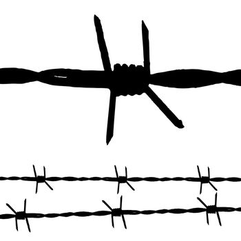 Large silhouette of some barbed wire and a seamless string