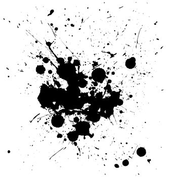 Black ink splat isolated on a white background