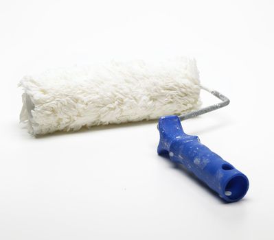 used paint roller on white