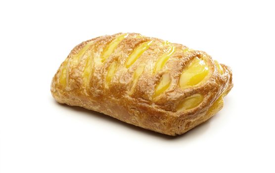 Pastry with lemon cream isolated on white