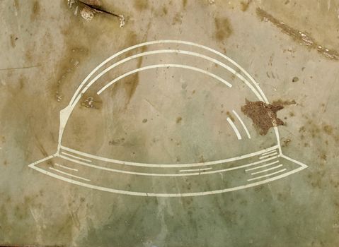 Sign of construction helmet for safety at work