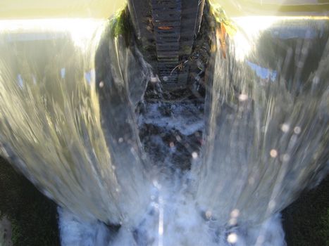 A close-up of a section of a weir