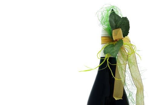 Bottle of red wine with a celebratory ribbon