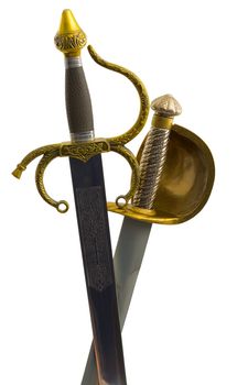 Two cross shaft of ancient saber and sword