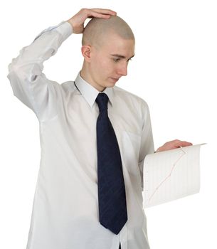 The perplexed guy with the financial graph in hands