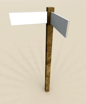 A blank customisable sign post in the middle of nowhere.
