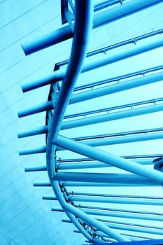 Part of modern building with blue toned