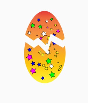 
A colorful cracked Easter egg
