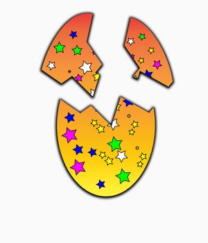 
A colorful cracked Easter egg