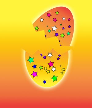 
A colorful cracked Easter egg