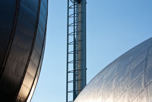 Architectural detail of Glasgow Science Center
