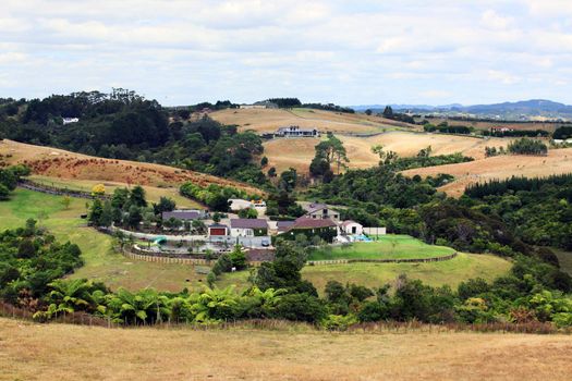 Typical farm house in the country in the New Zealand.