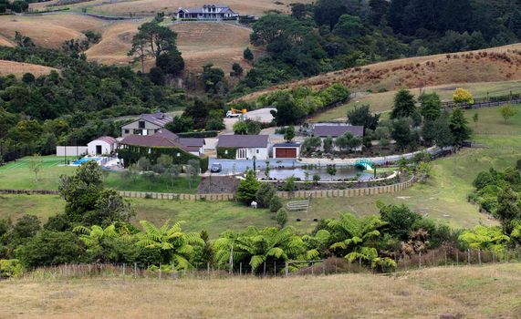 Typical farm house in the country in the New Zealand.