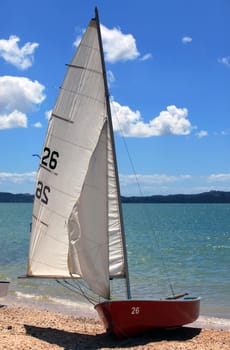 Sailing boat on a deserted coast