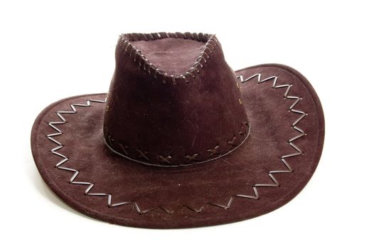 Original american leather cowboy hat isolated on white
