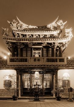 Night scenery of chinese traditional old temple.